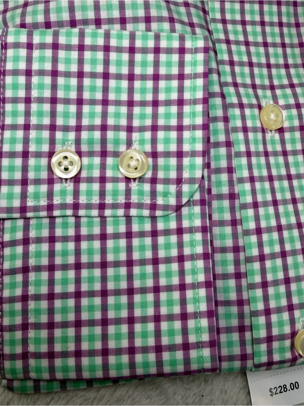 Brooks Brothers Thomas Mason Purple Green Check Dress Shirt NWT 17/33 Slim Fit